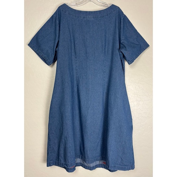 Vermont Country Store Denim Dress 2X Floral Cottagecore Granny Bloomcore 1997 - Picture 6 of 8